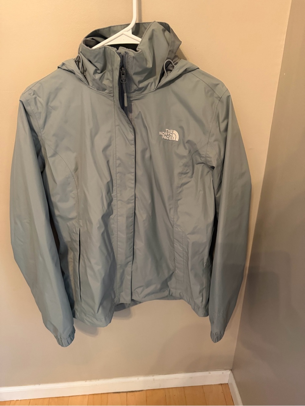 The North Face Grey Jacket-light pink logo